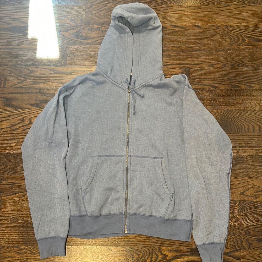 John Elliott Blue Zip-Up Sweater Hoodie